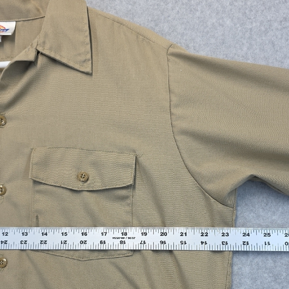 Dickies Khaki Work Shirt Men’s 16-16.5x33 USA Made Distressed Utility - Picture 6 of 12